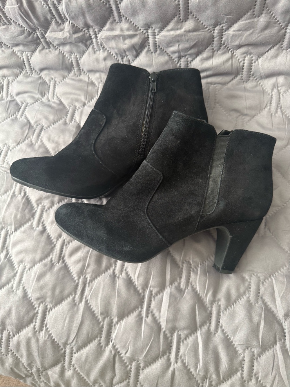 Easy Spirit Black Suede Ankle Booties with Block Heel